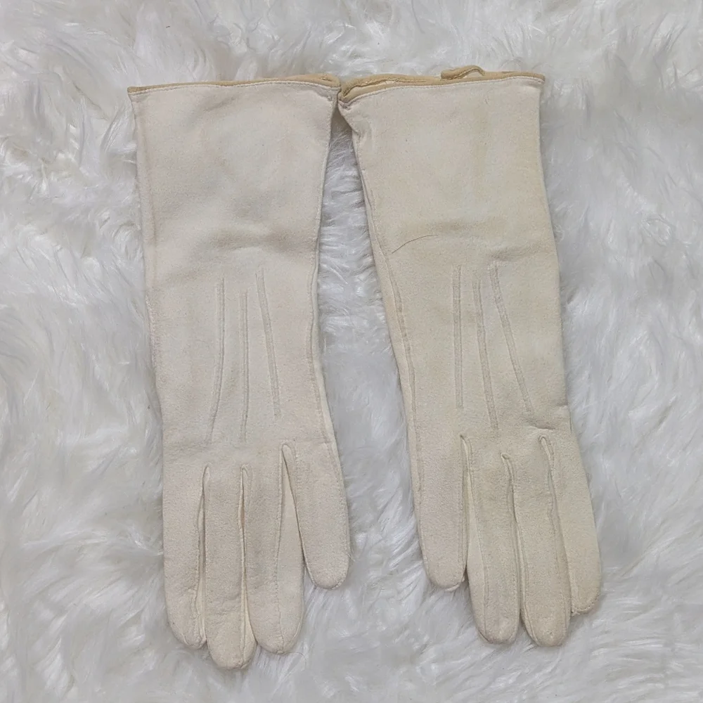 Vintage 50s Cream Leather Ladies Gloves from The Web‎ Glove England